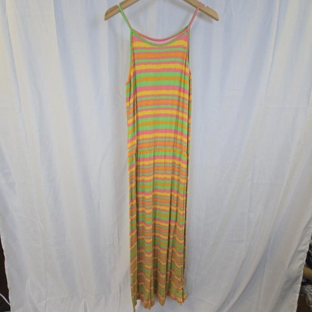Serra Dress Womens Large Multicolor Stripe Sleeveless Maxi Sundress Jersey